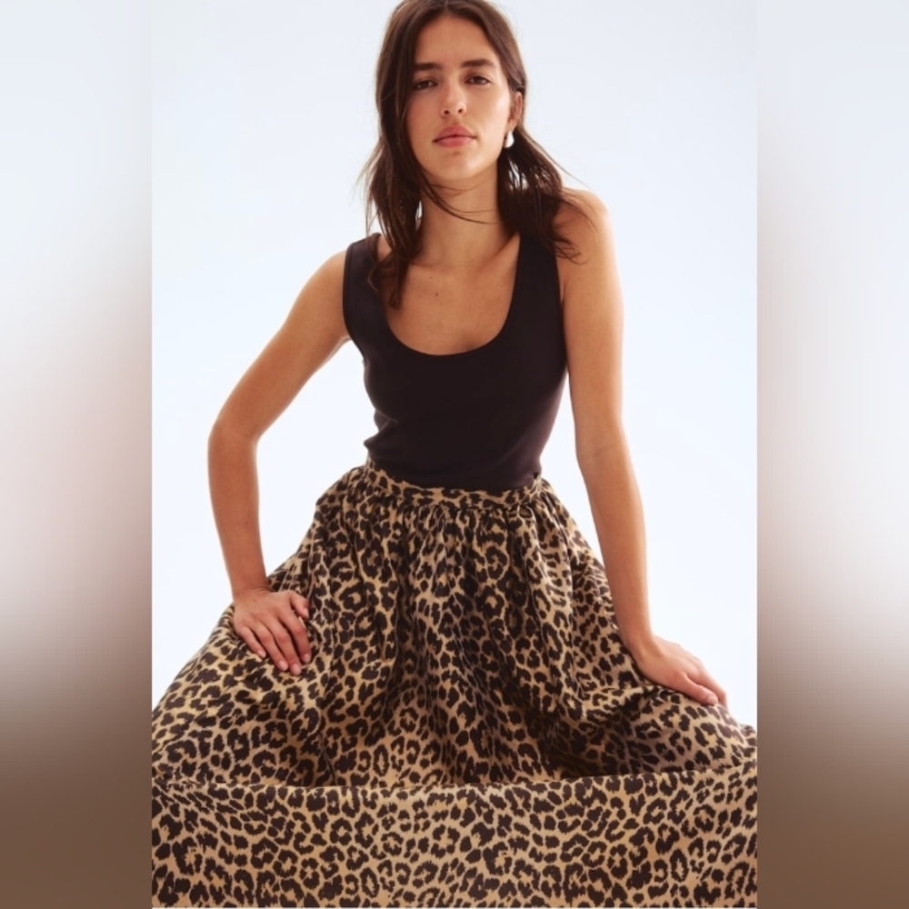 H&M Animal Print Midi Skirt